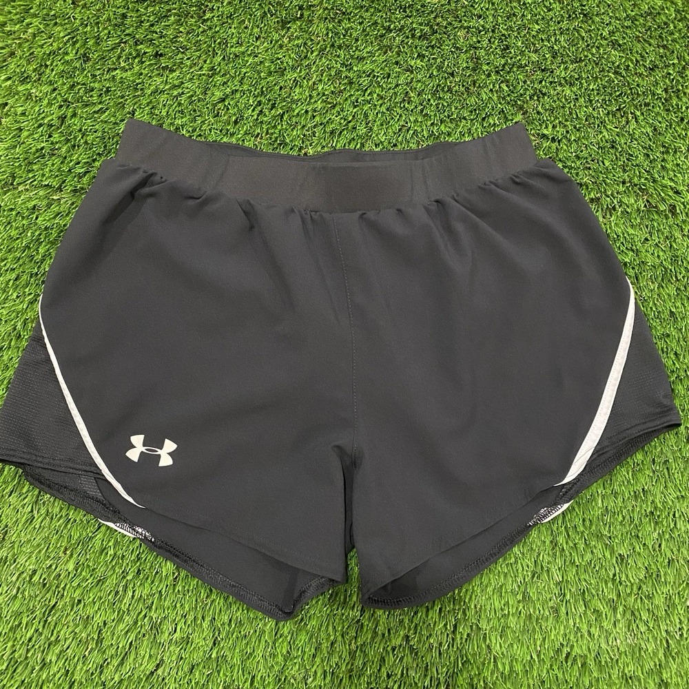Under Armour Shorts‎ Womens Mileage 2.0 Athletic Black Lined Elastic Waist Sz Sm